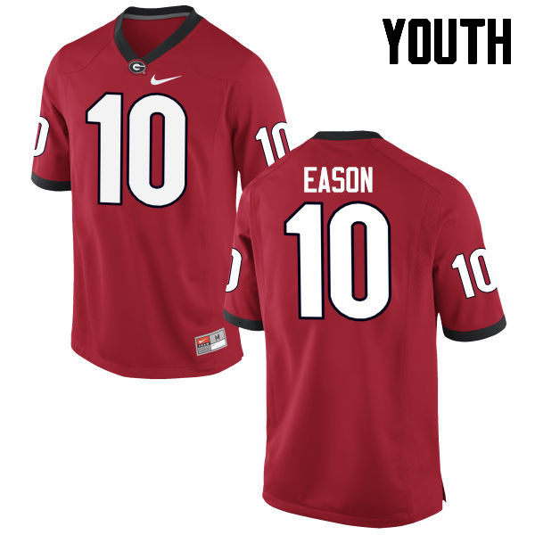 Youth Georgia Bulldogs #10 Jacob Eason College Football Jerseys-Red - Click Image to Close